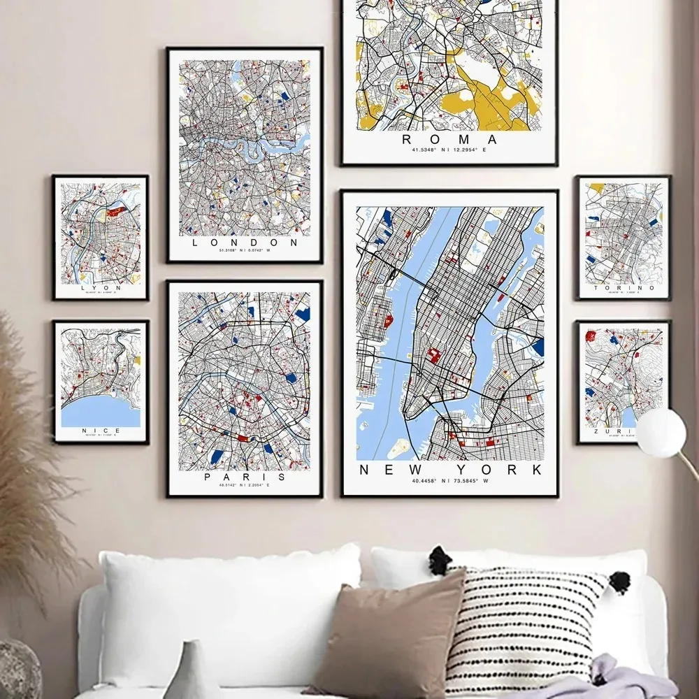 Home Office London - 1 szt. Bezramowa mapa świata z