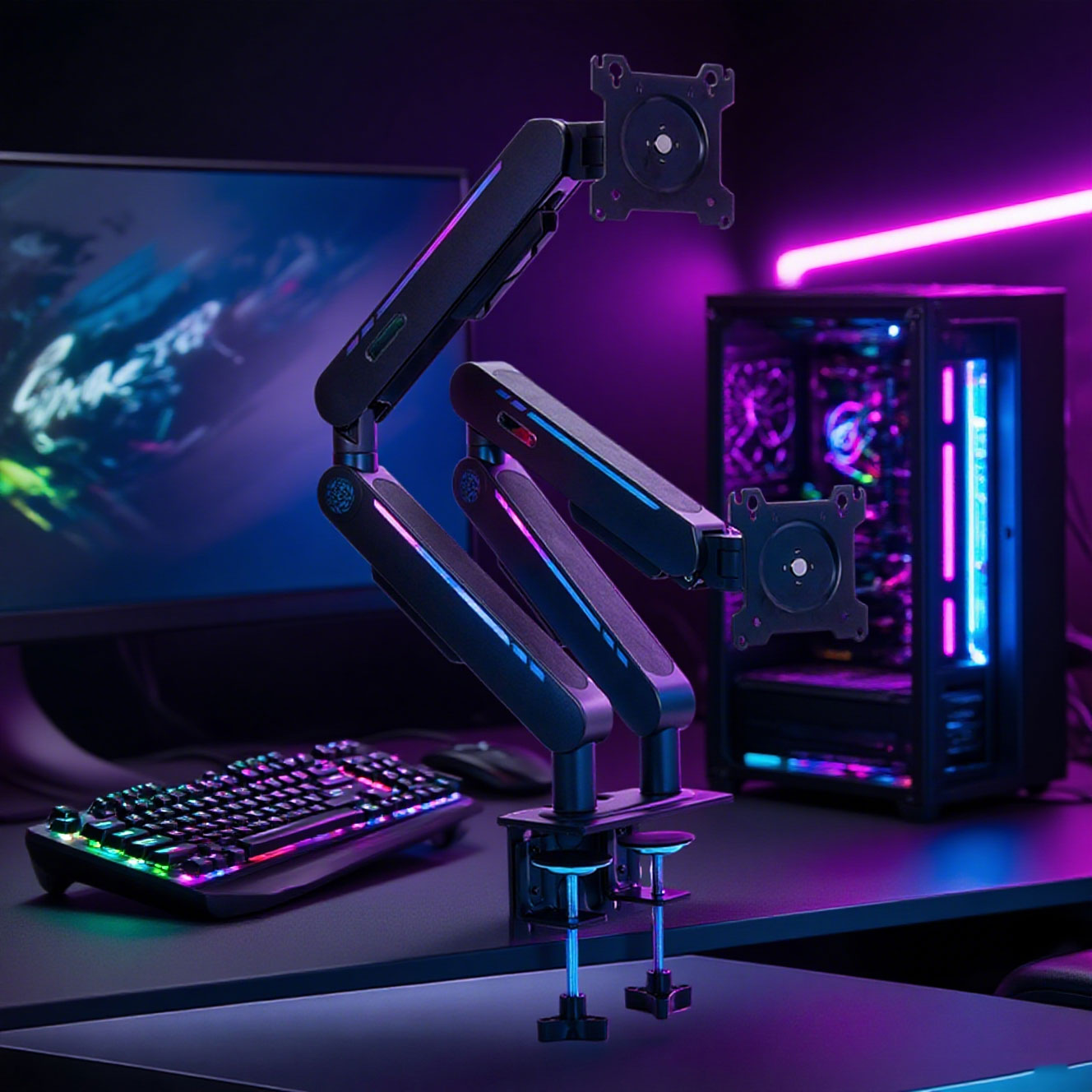 Monitor Arm Dual - Nowy model uchwytu biurkowego z sprężyną