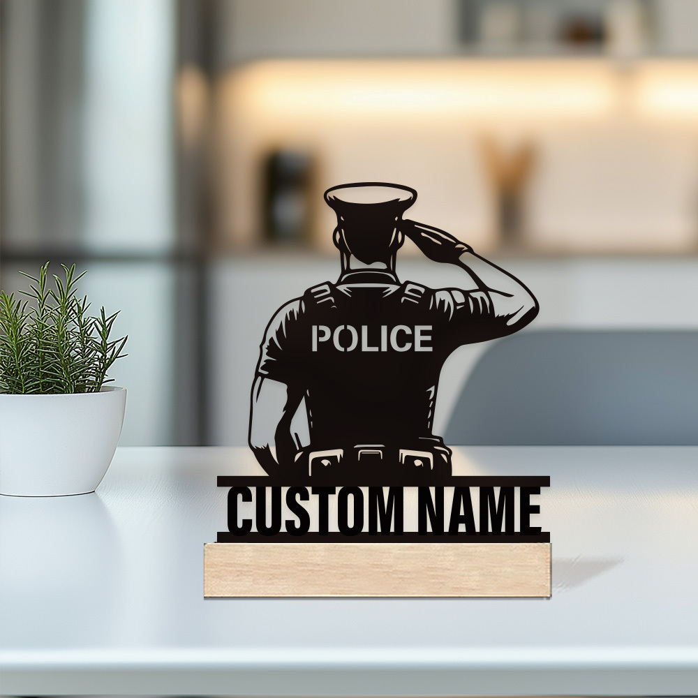 Home Office Ideas - Personalizowana metalowa odznaka policyjna, tabliczka z