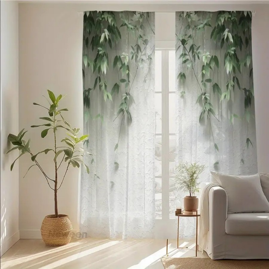 Home Office Minimalist - 2 szt. Przezroczyste zasłony z nadrukiem