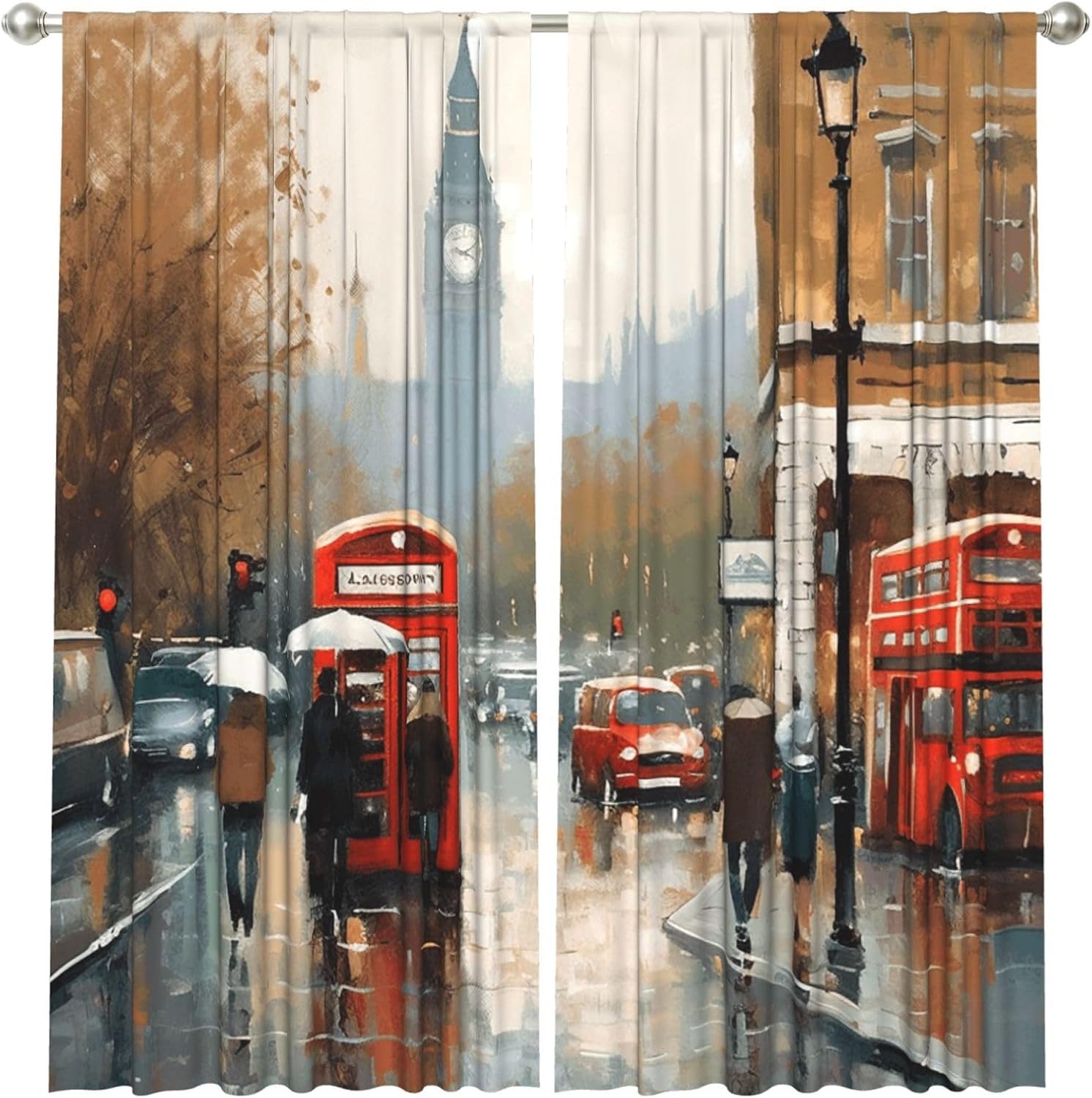 Home Office London - Zasłona w stylu vintage z motywem