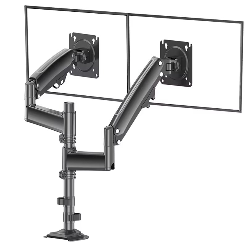 Monitor Arm Dual - Aluminiowy, czarny uchwyt na monitor z