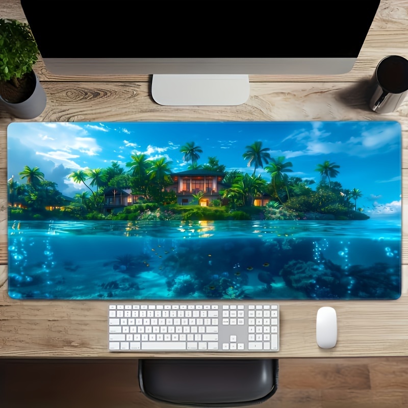 Home Office With View - Podkładka pod mysz z motywem tropikalnej